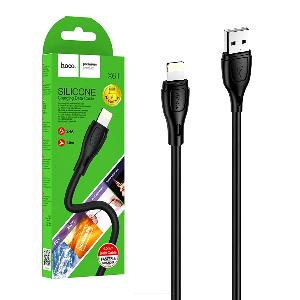Кабель USB - Lightning HOCO X61 Silicone (1м х 2.4A) черный