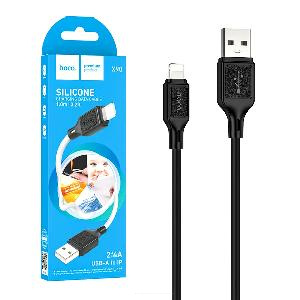 Кабель USB - Lightning HOCO X90 Silicone (1м х 2.4A) черный