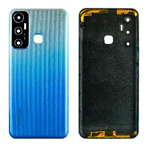 Крышка задняя для Infinix Hot 11 (X662/ X662B) со стеклом камеры голубая АКЦИЯ