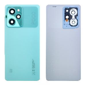 Крышка задняя для Xiaomi Poco X5 Pro 5G (22101320G) со стеклом камеры синяя