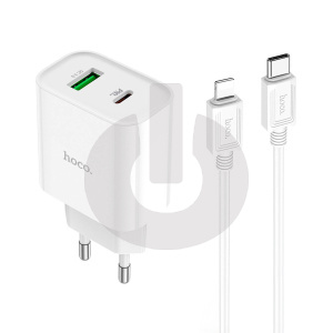 Зарядное устройство HOCO C80A Plus (2 Порта Type-C и USB-A, Кабель Type-C - Lightning) белое фото