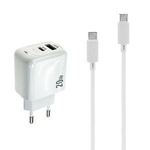 Зарядное устройство HOCO CS54A (2 Порта Type-C и USB-A, Кабель Type-C - Type-C) белое