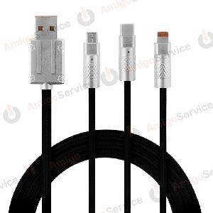 Кабель USB - Lightning/ Micro/ Type-C в оплетке (1м х 3 в 1 круглый)