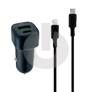 Зарядное устройство автомобильное BOROFONE BZ34B (два порта Type-C 20W и USB-A 18W, Кабель Type-C - Lightning) черное