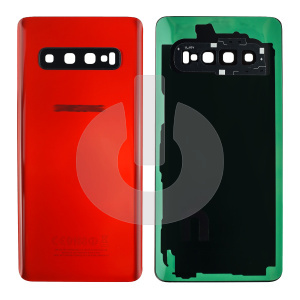 Крышка задняя для Samsung S10 (G973F) со стеклом камеры красная