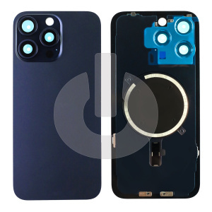 Крышка задняя для iPhone 15 Pro со стеклом камеры синий титан Premium фото