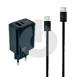 Зарядное устройство FaizFull FC208 (Type-C/ USB-A, 30W, Кабель Type-C - Type-C) черное