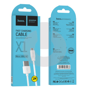 Кабель USB AM - Micro USB HOCO X1 (1м х 2.4A) белый АКЦИЯ фото