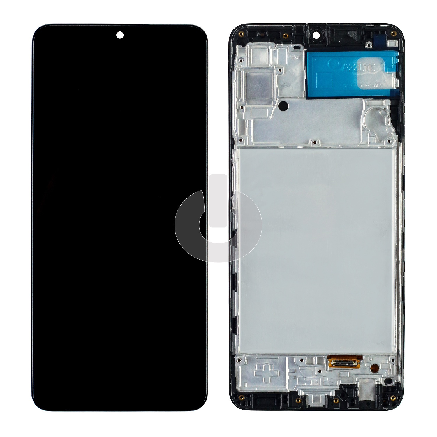 Дисплей с тачскрином для Samsung A22 4G (A225F) в рамке черный OLED