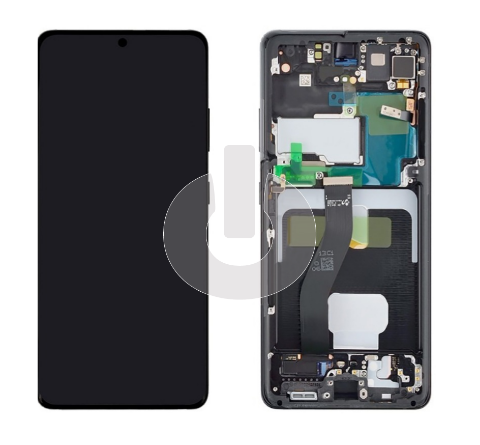 Дисплей с тачскрином для Samsung S21 Ultra (G998B) в рамке черный OLED FULL SIZE