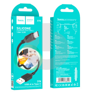 Кабель USB AM- Type-C HOCO X90 Silicone (1м х 3A) черный фото