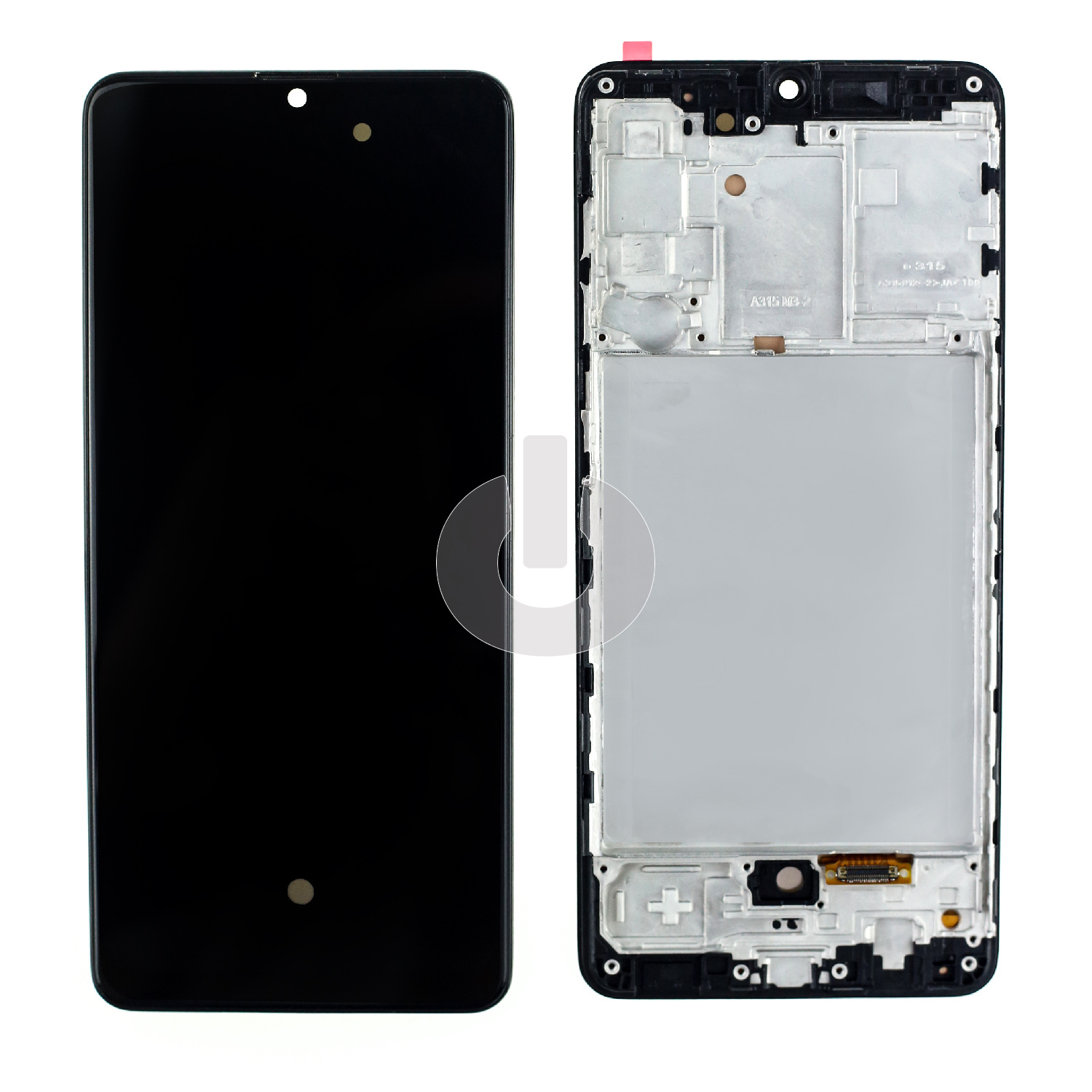 Дисплей с тачскрином для Samsung A31 (A315F) в рамке черный OLED