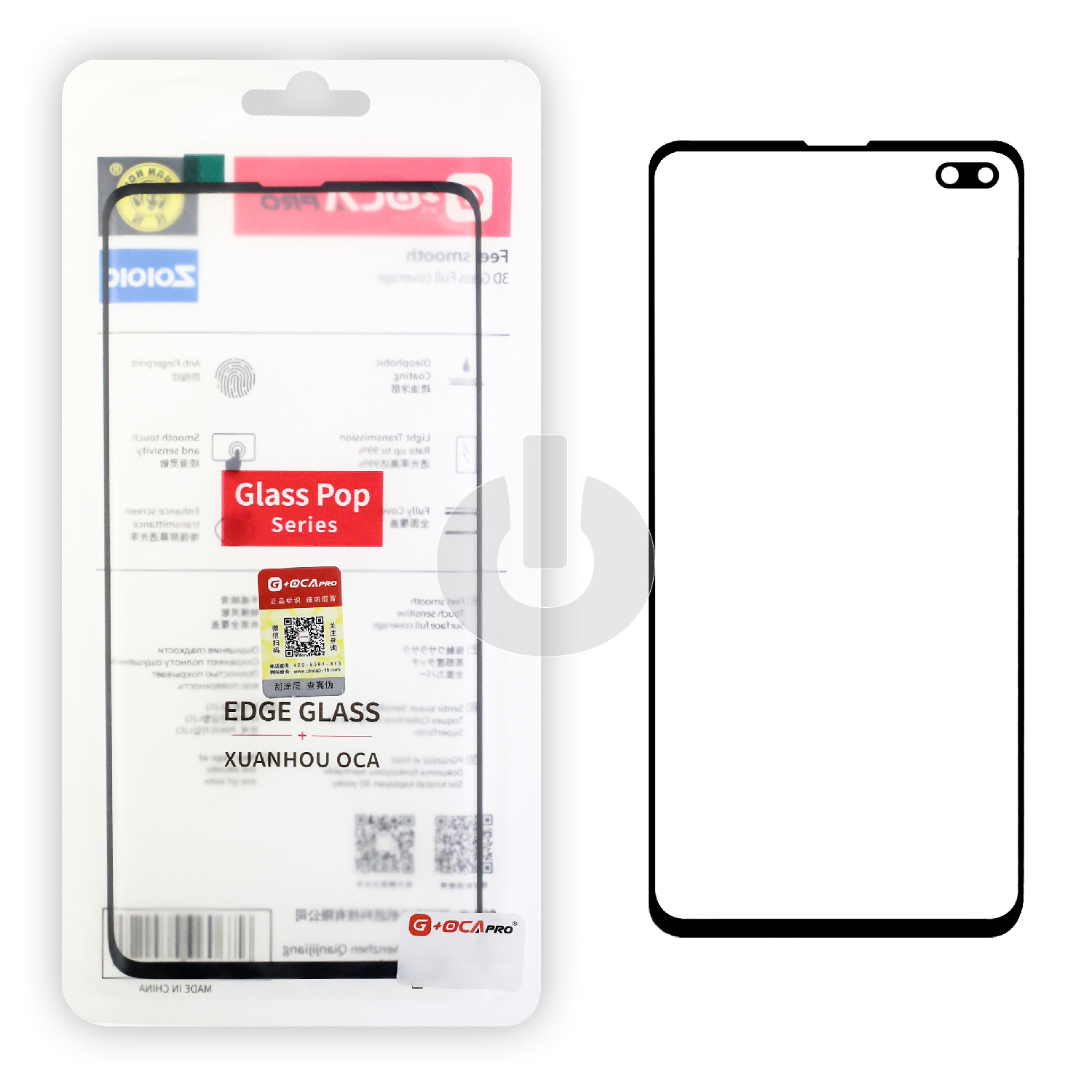 Стекло для переклейки Samsung S10+ (G975F) (G+OCA PRO) черное Стекло для переклейки Samsung S10+ (G975F) (G+OCA PRO) черное