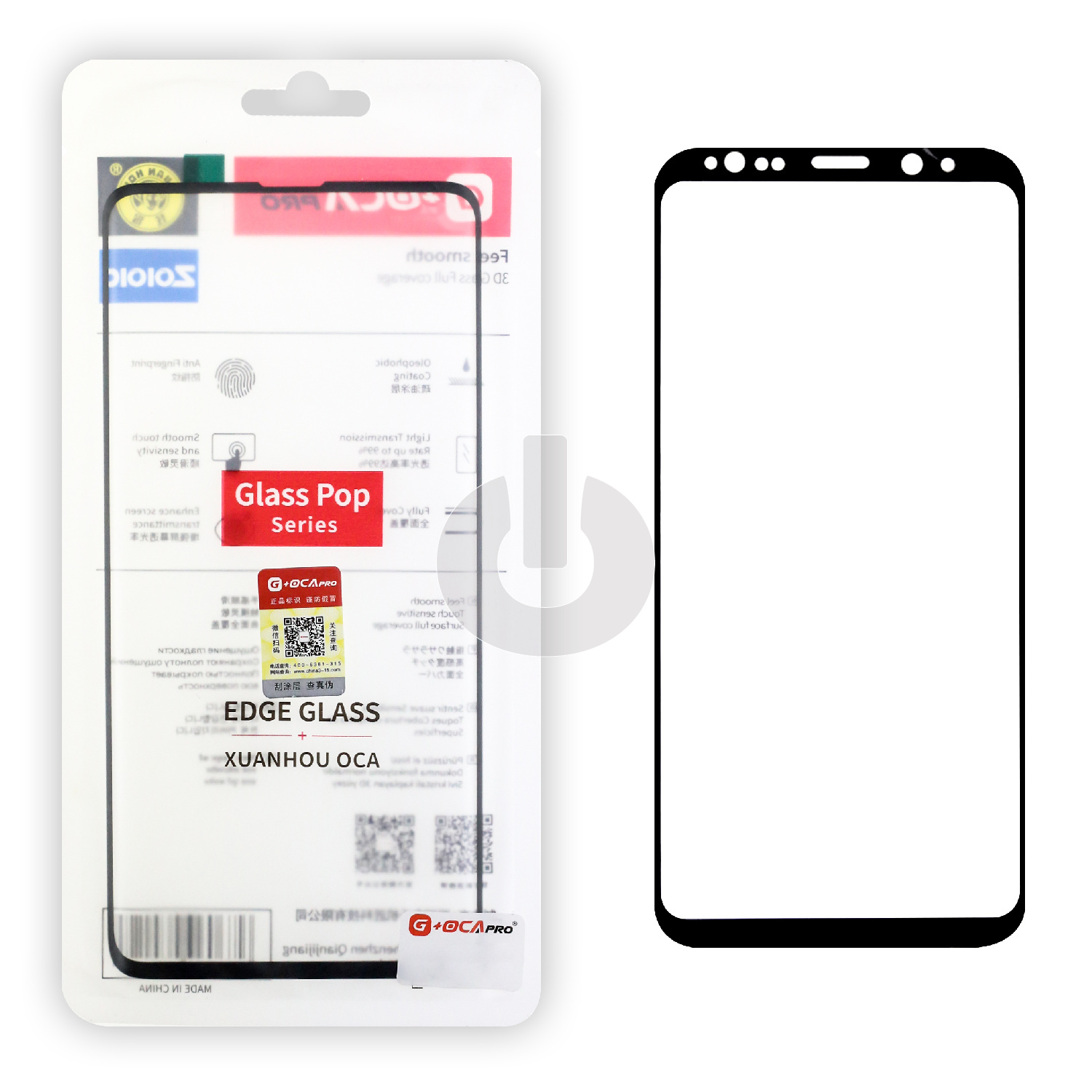 Стекло для переклейки Samsung S8+ (G955F) (G+OCA PRO) черное Стекло для переклейки Samsung S8+ (G955F) (G+OCA PRO) черное