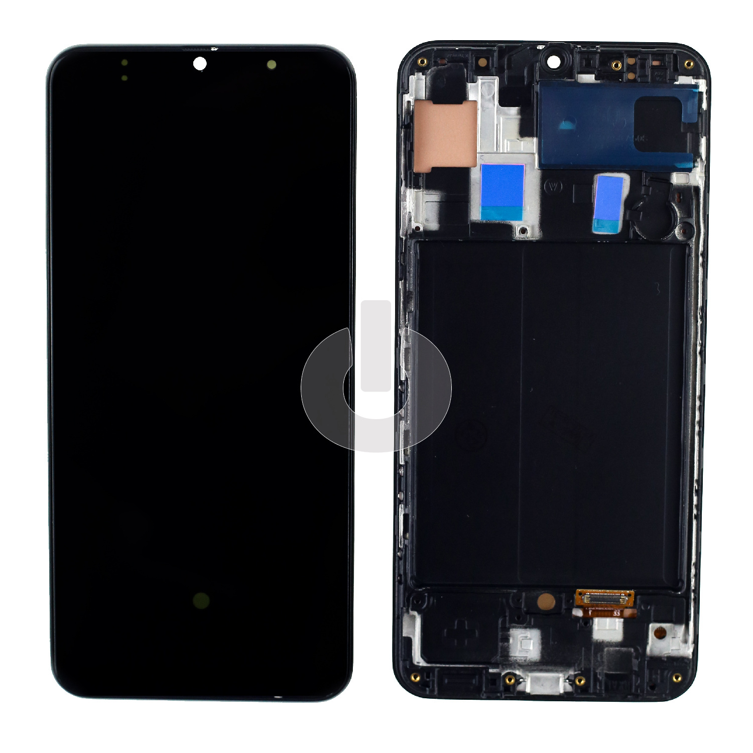 Дисплей с тачскрином для Samsung A50 (A505F)/ A30 (A305F) в рамке черный OLED