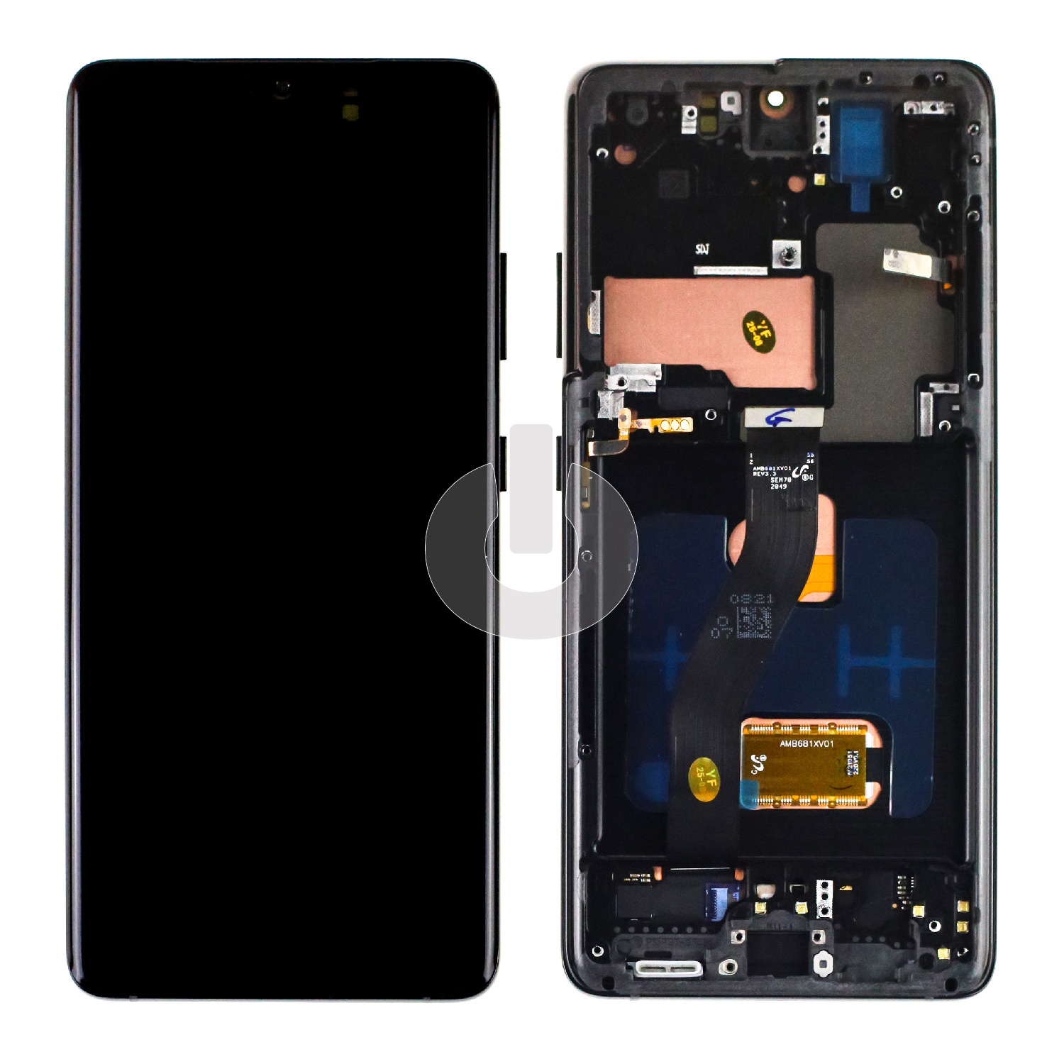 Дисплей с тачскрином для Samsung S21 Ultra (G998B) в рамке черный ORG