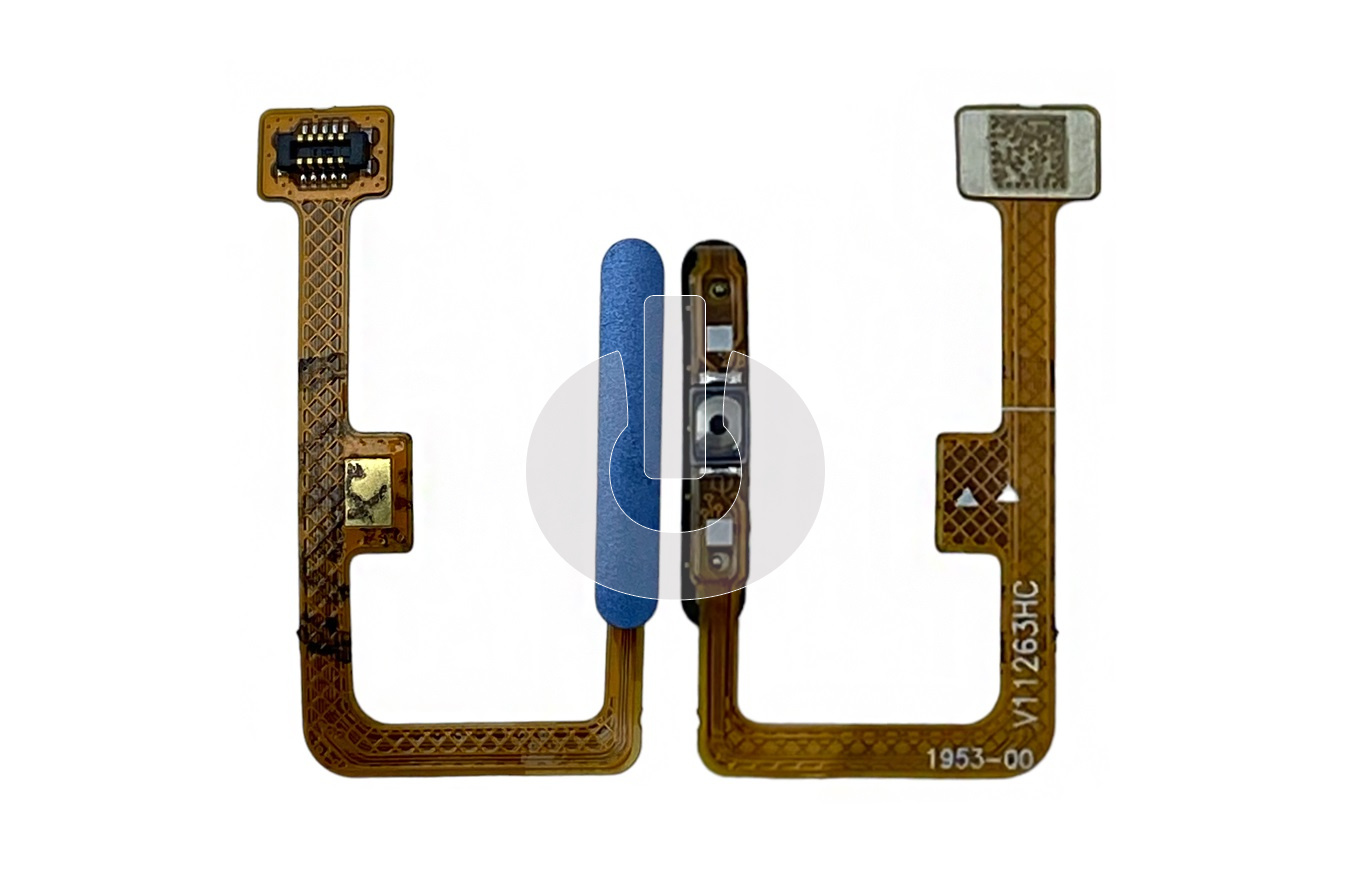 Шлейф кнопки включения для Xiaomi Mi 11 Lite (M2101K9AG)/ 11 Lite 5G NE (2109119DG) и сканер отпечатка пальца синий