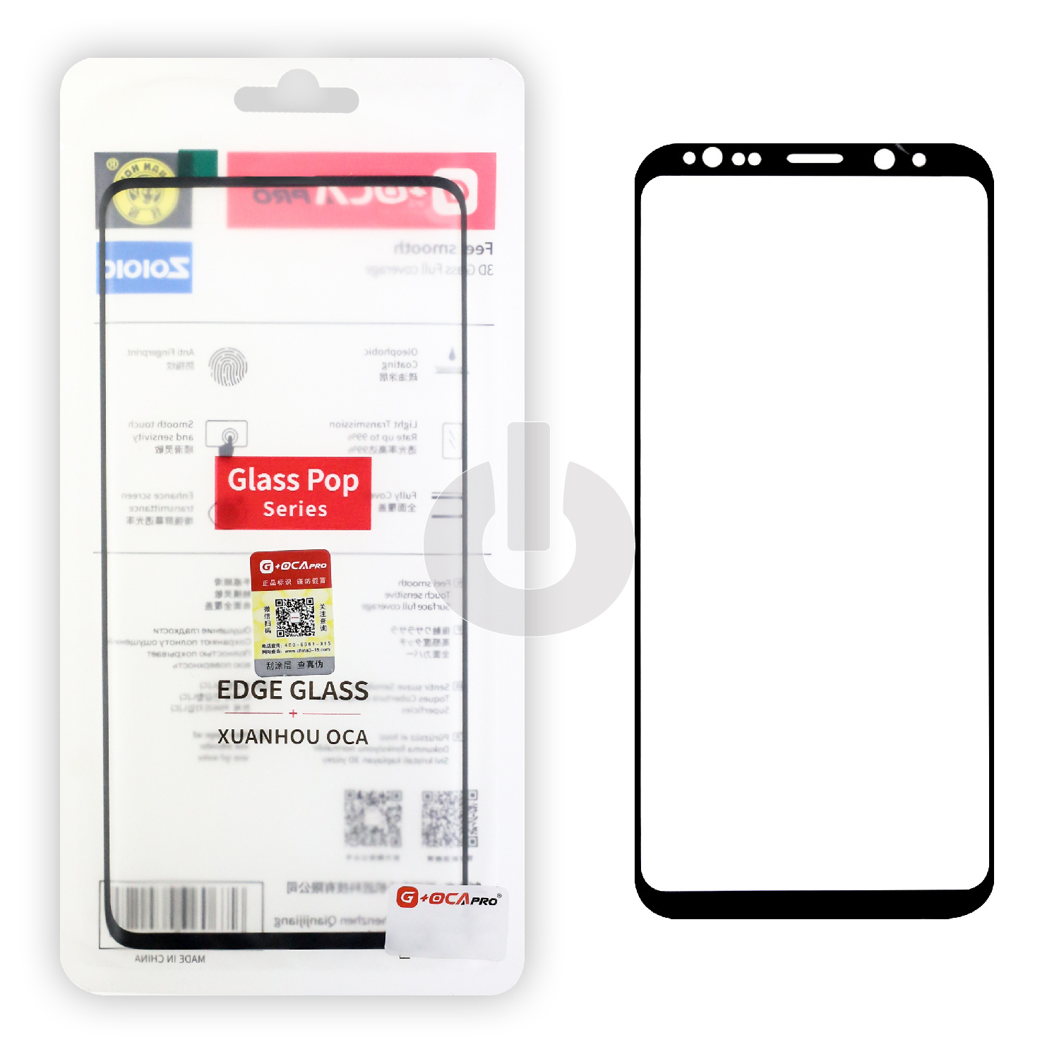Стекло для переклейки Samsung S9+ (G965F) (G+OCA PRO) черное Стекло для переклейки Samsung S9+ (G965F) (G+OCA PRO) черное
